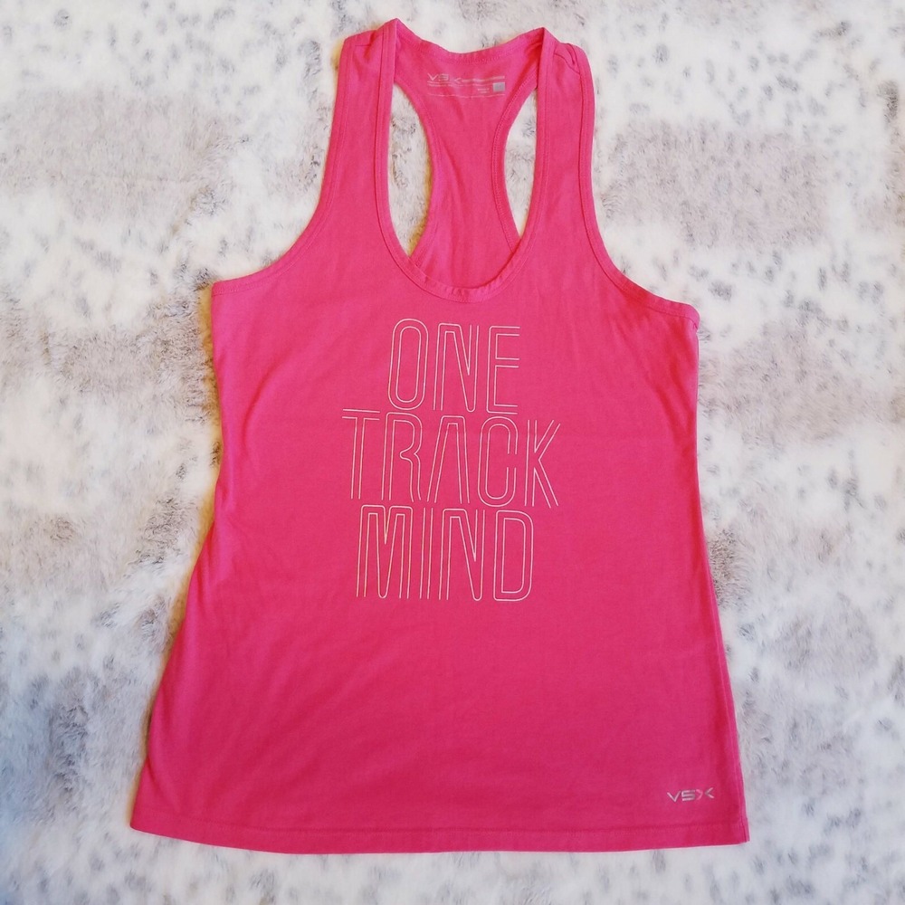 Victorias Secret Racer Back Tank Top MEDIUM One Track Mind Coral VSX Activewear
